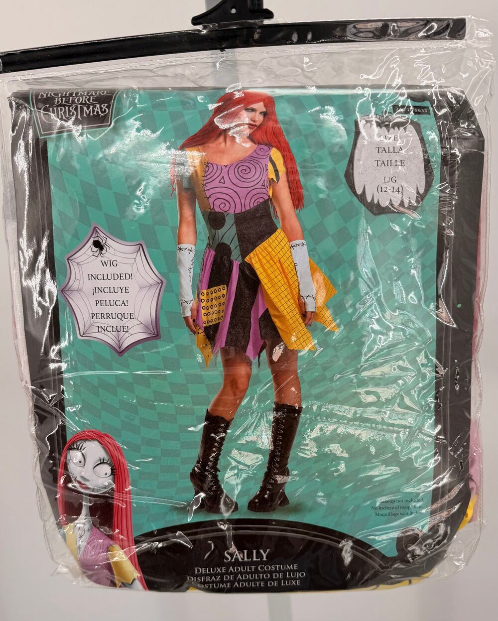 Disney Nightmare Before Christmas Sally Deluxe Adult Costume L 12-14 Wig NEW